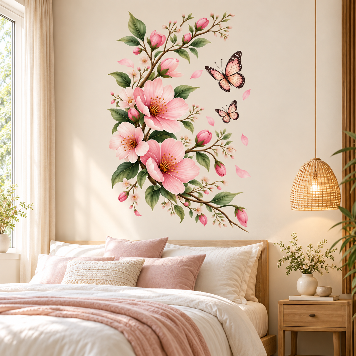 Blush Blossom & Butterfly Botanical Wall Decal